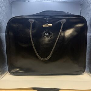 Black Leather Longchamp Roseau Box Tote